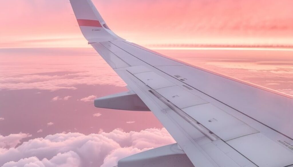 Airplane Wing at Sunset